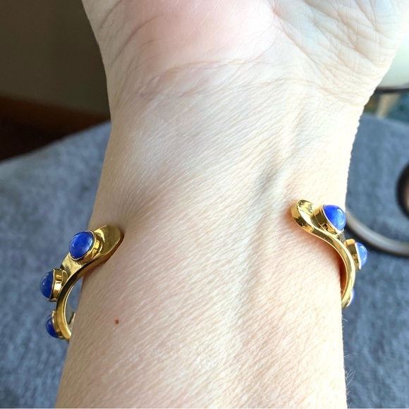 Kate Spade New York Gold-Tone Bezel Blue Stone Cuff Bracelet EUC - Picture 7 of 11